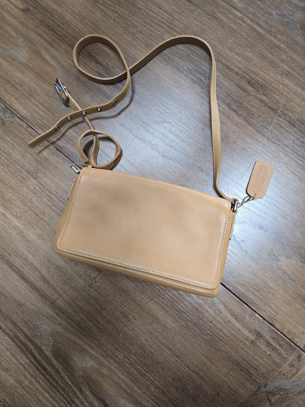 Coach Tan Leather Crossbody Bag with Coach Tag